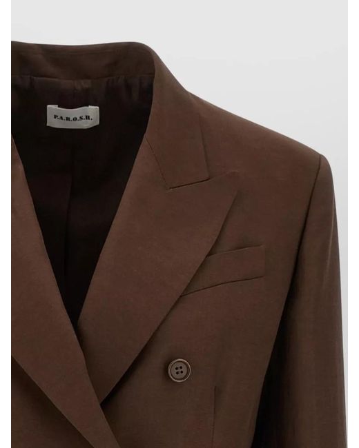 P.A.R.O.S.H. Brown Raisa Tailored Blazer Back Vent Design