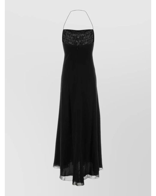 The Row Black Crepe Javier Dress Halter Neckline Floor Length