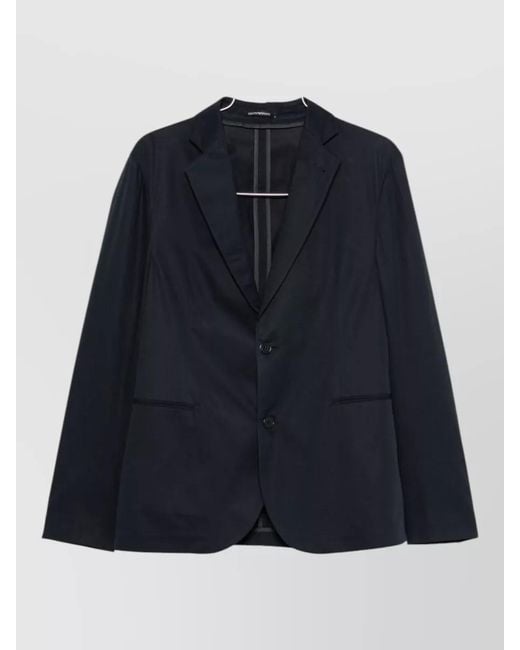 Emporio Armani Blue Cotton Suit Single Breasted Notched Lapel for men