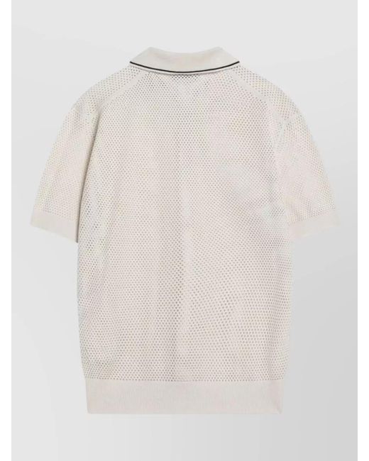 Prada Natural Silk Openwork Polo Shirt for men