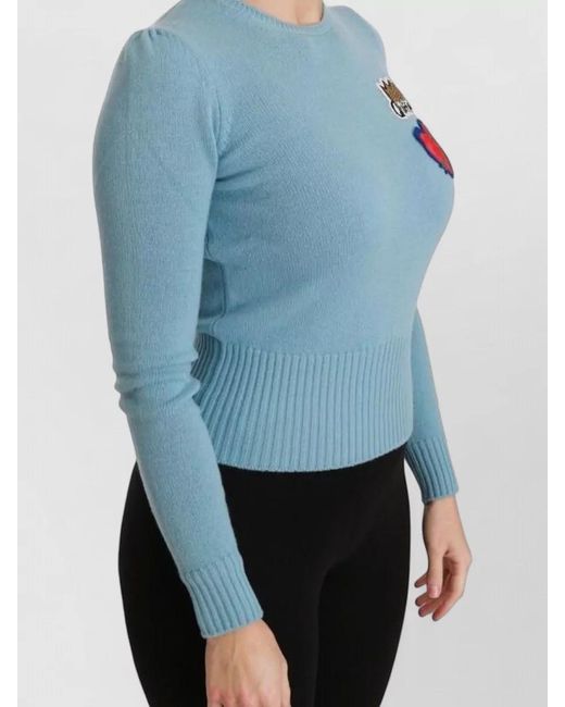 Dolce & Gabbana Blue Wool Slim-Fit Pullover Sweater