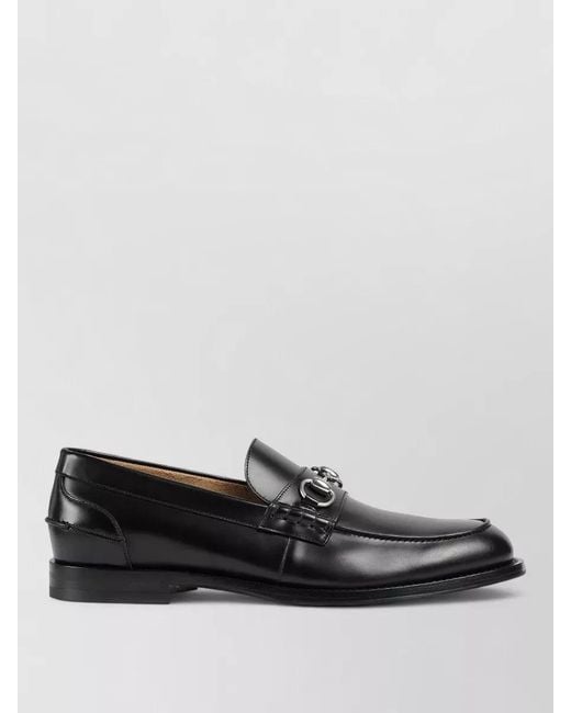 Gucci Black Leather Horsebit Loafers for men