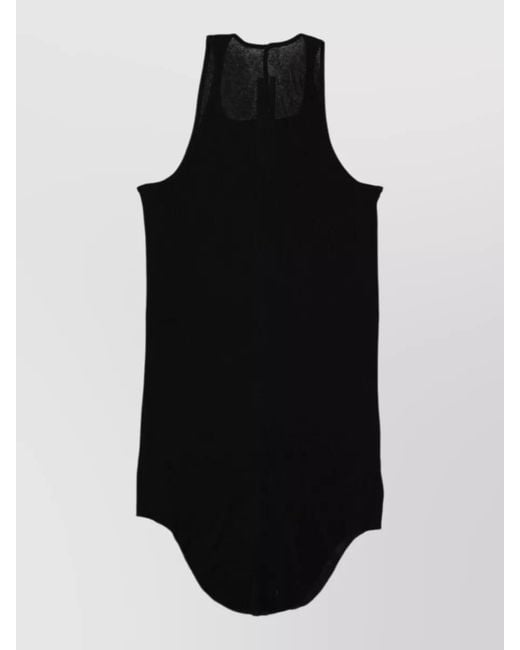 Rick Owens Black Longline Round Neck Sleeveless Lounge Top