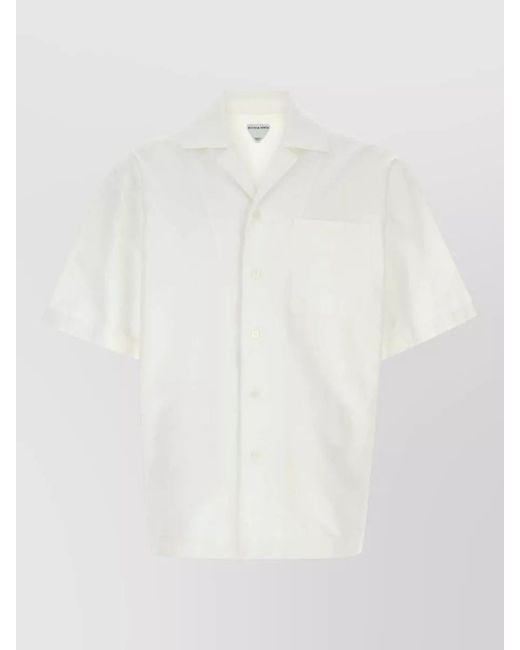 Bottega Veneta White Cotton Shirt Short Sleeves Chest Pocket for men