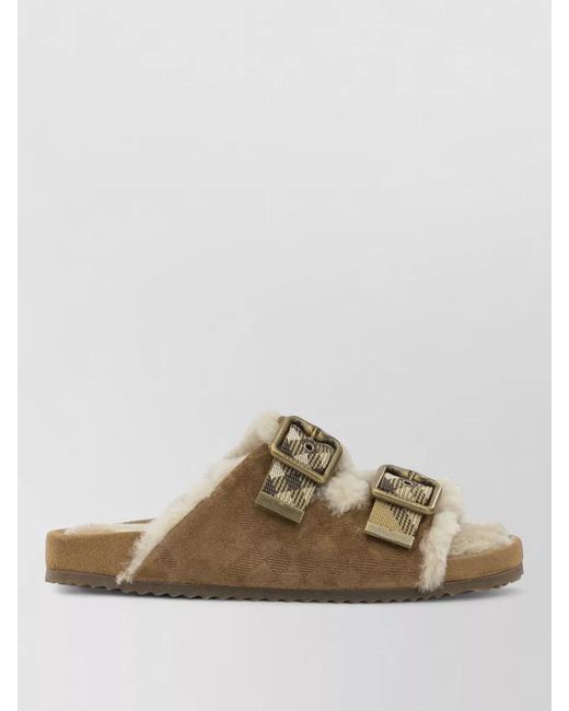 Burberry Multicolor Urchin Flat Sandals Plaid Casual Style