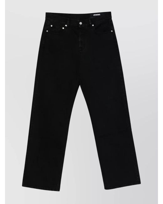 Jacquemus Black Straight Denim Pants Featuring Belt Loops for men