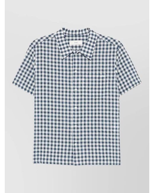DUNST White Gingham Cotton Blend Short Sleeve Shirt
