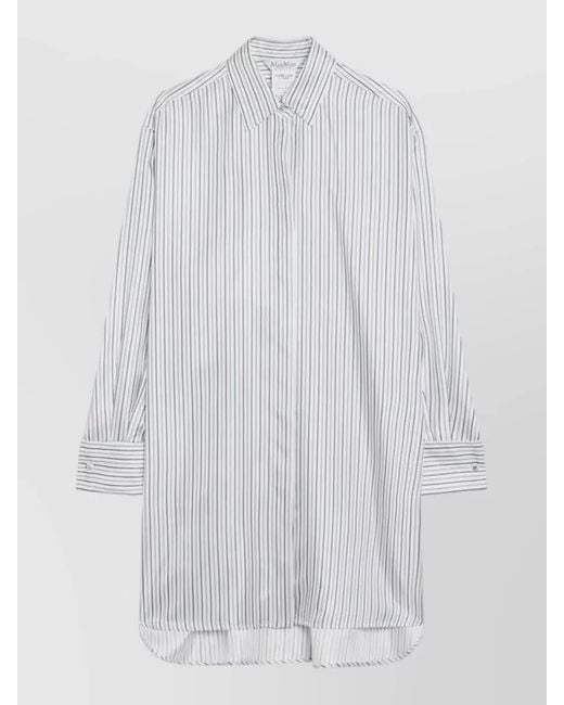 Max Mara White Striped Long Sleeve Shirt Buttoned Cuffs