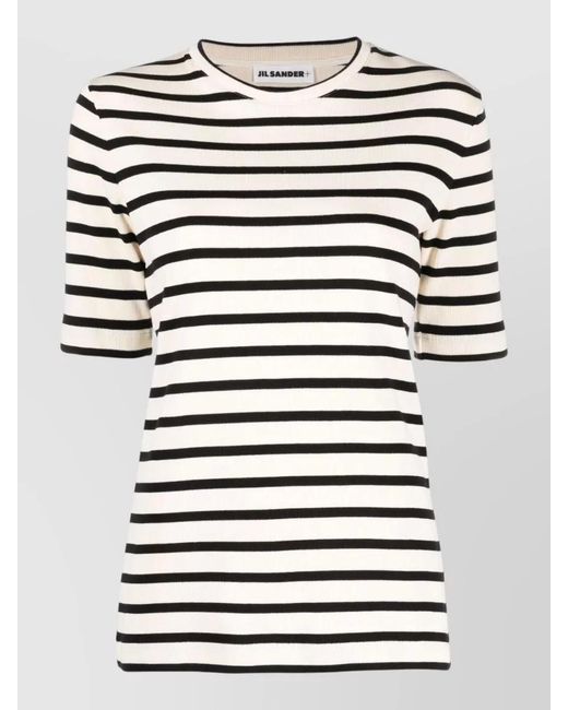 Jil Sander Multicolor Striped Crew Neck Ribbed Short Sleeve Top