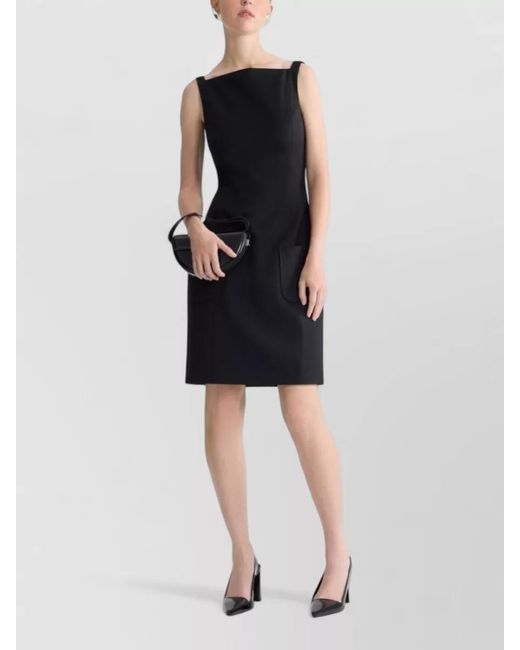 Patou Black Virgin Wool Knee-Length Dress