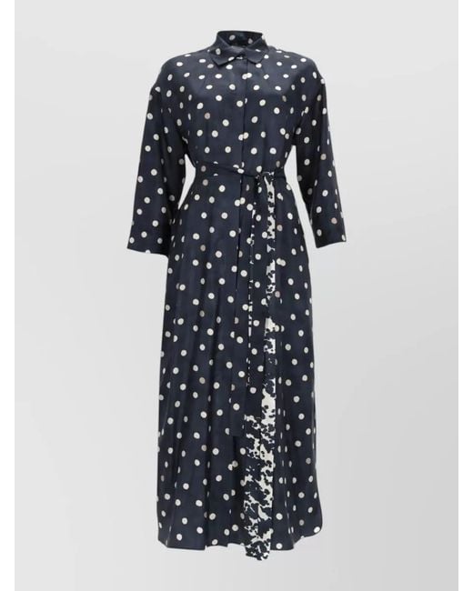 Max Mara Blue Silk Printed Midi Dress