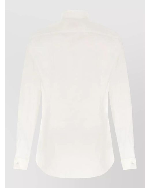 Pal Zileri White Cotton Pleated Tuxedo Shirt for men