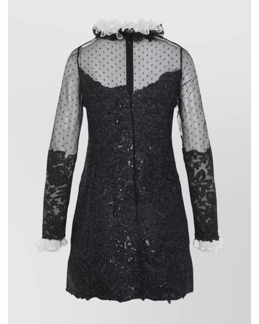 Giambattista Valli Black Ruffled Polka-Dot Mini Dress