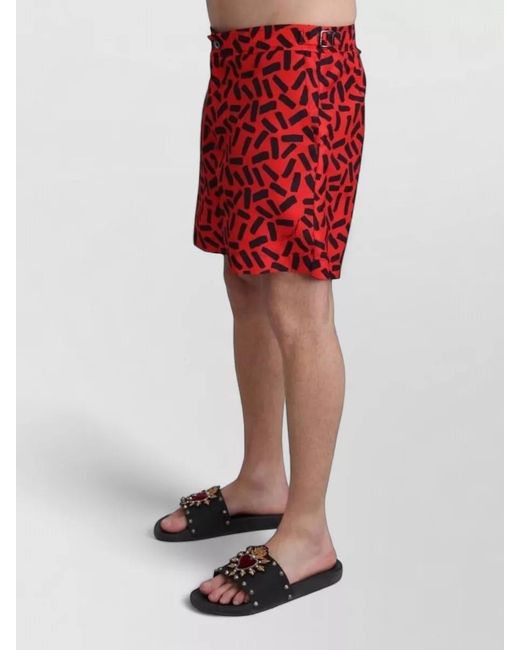 Dolce & Gabbana Red Patterned Beach Shorts Swimwear for men