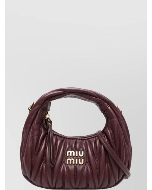 Miu Miu Brown Quilted Leather Cross-Body Bag Strap