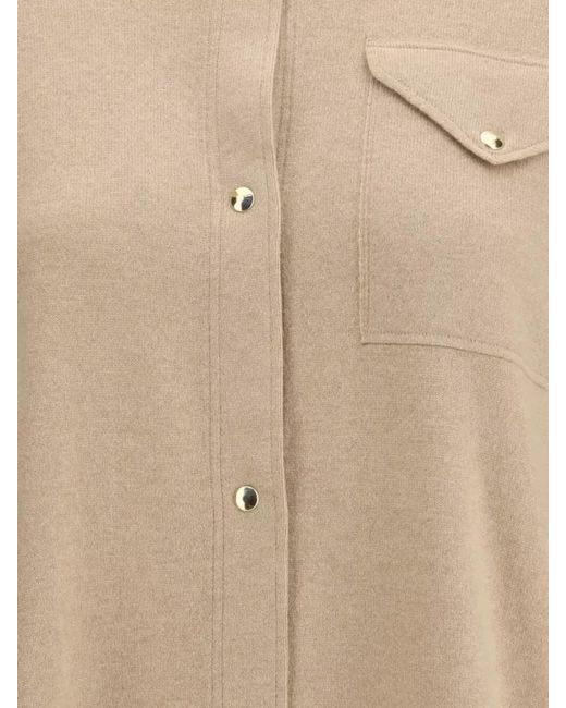 Fabiana Filippi Natural Knitwear Shirt Long Sleeves Collared Neck Pocket