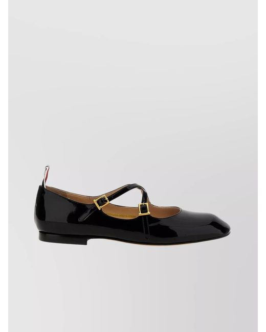 Thom Browne Black Lamb Leather Ballerina Flats