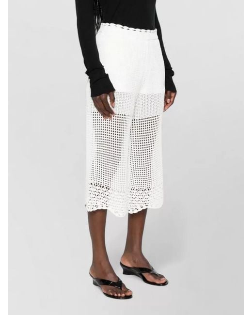 IRO White Beachwear Skirt Elastic Waist Crochet Panels