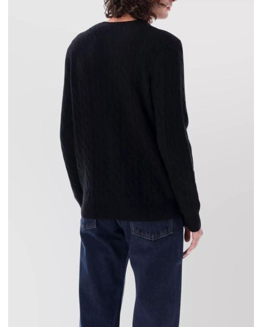 Polo Ralph Lauren Blue Cable Knit Crewneck Sweater With Ribbed Trim for men