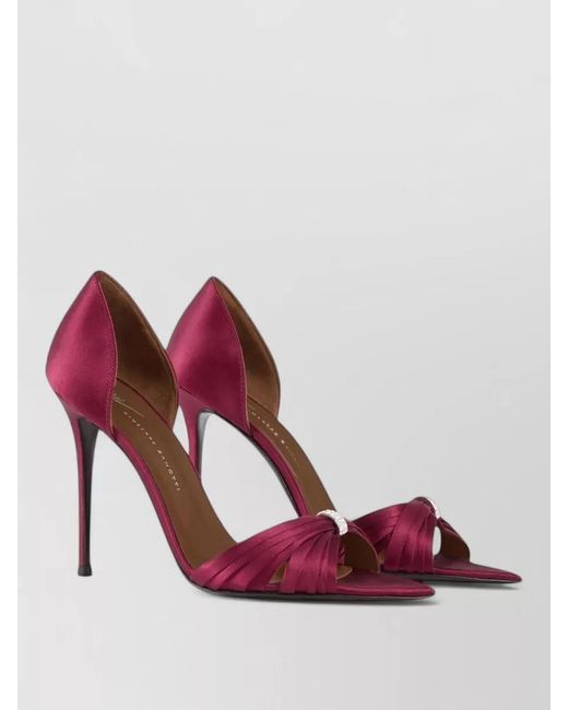 Giuseppe Zanotti Red Lienn Satin Pumps Rhinestone Open Toe