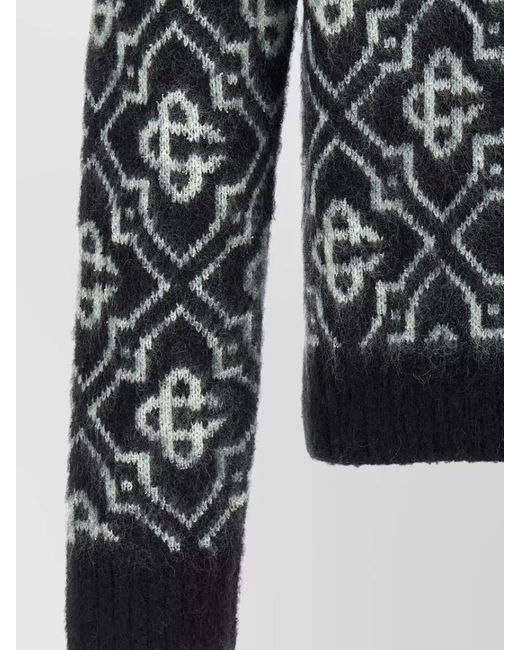 Casablanca Black Monogram Crew Neck Long Sleeve Jumper for men