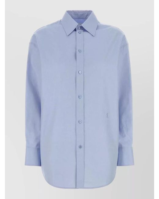 Saint Laurent Blue Oxford Shirt Long Sleeves Button Cuffs Hem