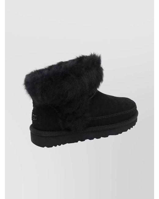 Ugg Black Shearling Trim Ankle Boots