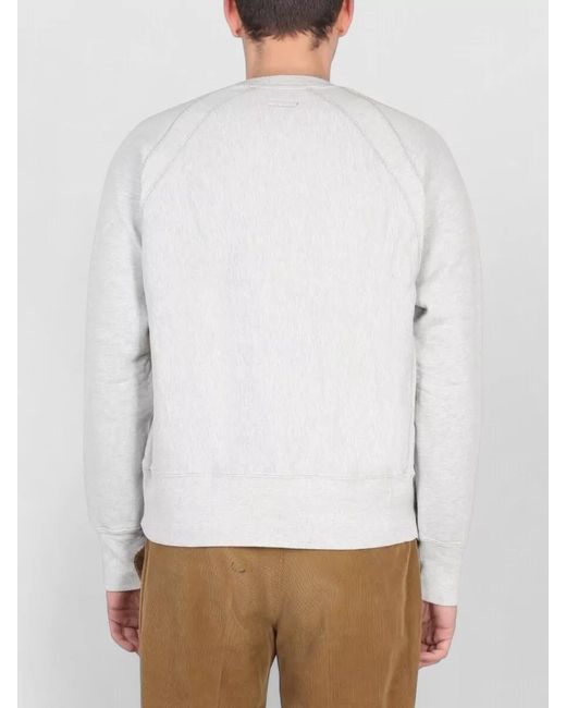 Engineered Garments White Logo Print Crewneck Sweatshirt for men