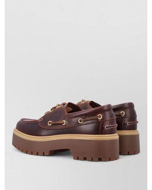 Timberland Brown Leather Platform Boat Loafers