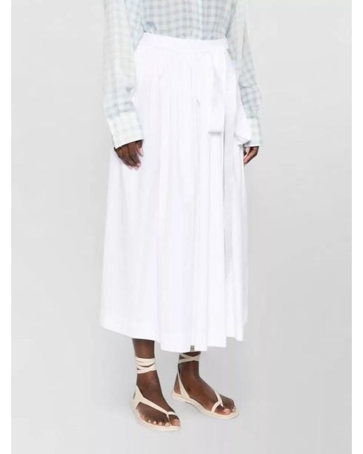Ermanno Scervino White Cotton Gathered A-Line Pleated Skirt