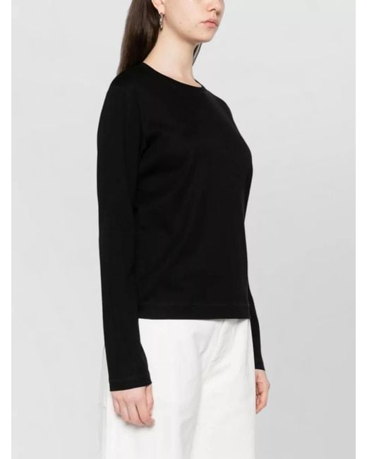 Herskind Black Organic Cotton Long-Sleeve Crew-Neck Knitted Top