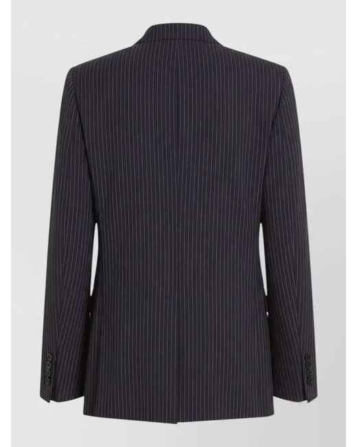 Dolce & Gabbana Blue Pinstriped Double-Breasted Wool Blazer for men