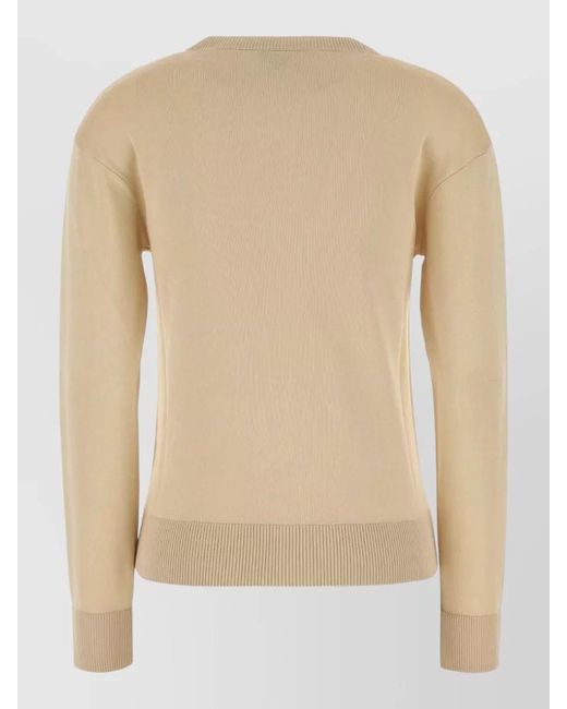 Bottega Veneta Natural Knit Cardigan Crew Neck Long Sleeves