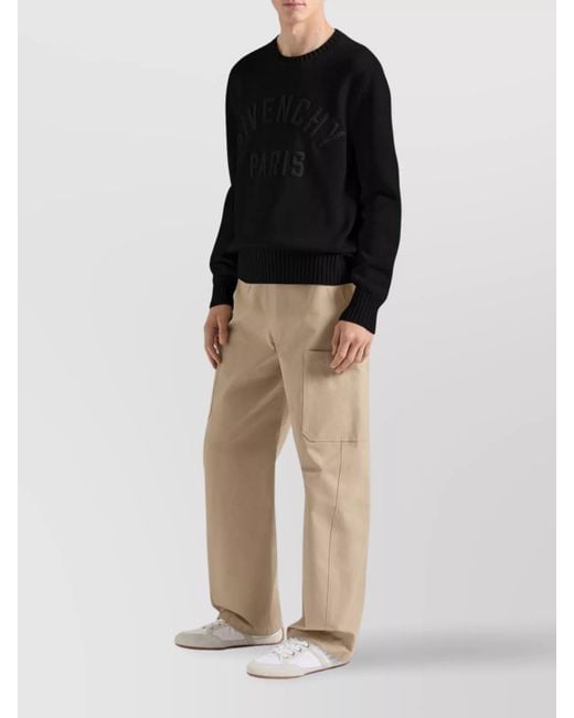 Givenchy Black Ribbed Crew Neck Sweater for men