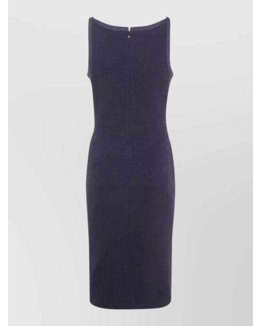 Emporio Armani Blue Cotton Dress Knee Length Ribbon Trim
