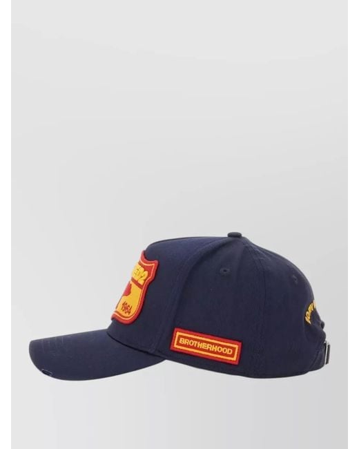 DSquared² Blue Baseball Hat Curved Brim Patch Detail for men