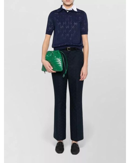 Gucci Blue Silk Polo Top