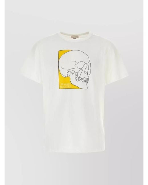 McQueen White Regular-Fit Skull-Print T-Shirt for men