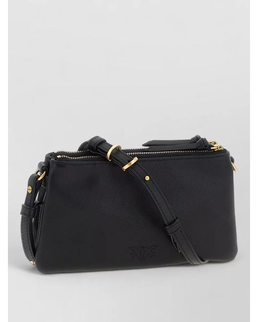 Pinko Black Mini Double Small Leather Shoulder Bag