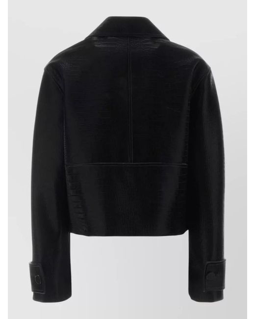 Gucci Black Lamb Leather Double Breasted Coat