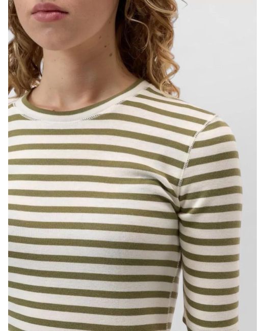 Closed Natural Cotton Blend Stripe Crew Neck Sweater