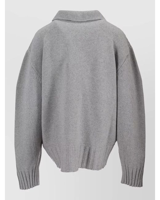 The Attico Gray Wool Cashmere Cardigan Dropped Shoulder Design