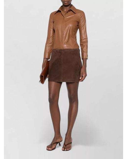 Elisabetta Franchi Brown Faux Leather Fitted Jacket