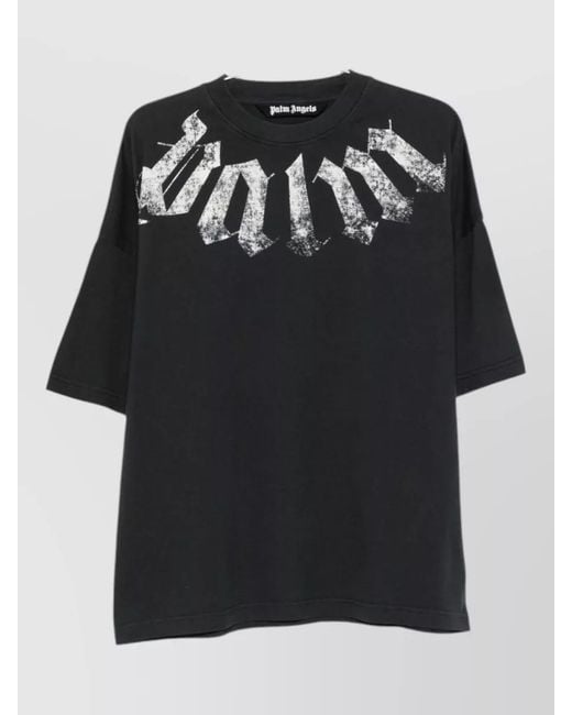 Palm Angels Black Logo Crew Neck Graphic Print T Shirt for men