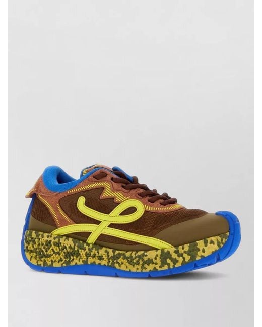 Loewe Blue Leather Suede Low-Top Sneakers for men