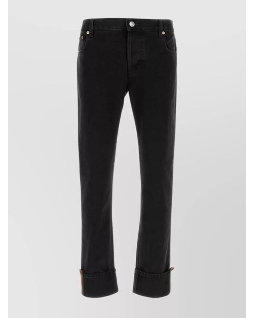 Gucci Black Denim Jeans With Belt Loops And Turn-Up Cuffs for men