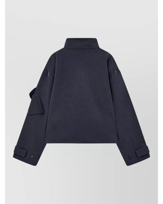 Giorgio Armani Blue Cropped High Collar Jacket Casual Style