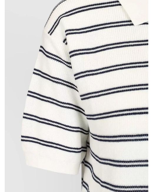 DUNST Gray Cotton Blend Polo Shirt Striped Design