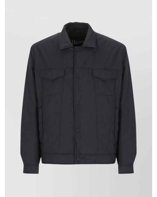 Herno Black Padded Collared Flap Pockets Jacket for men