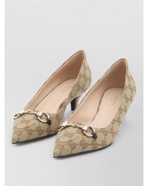 Gucci Natural Canvas Pumps